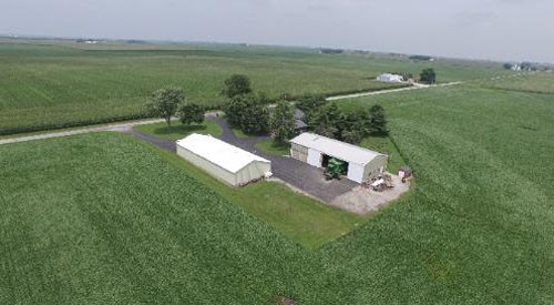 Overhead view of a farm